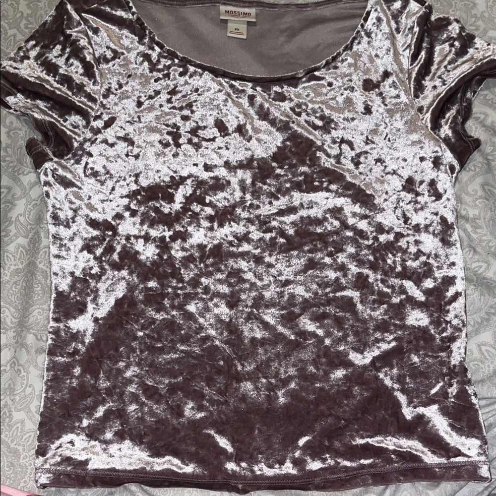 Mossimo Supply Co. Women's Short Sleeve Velvet Top - Brown